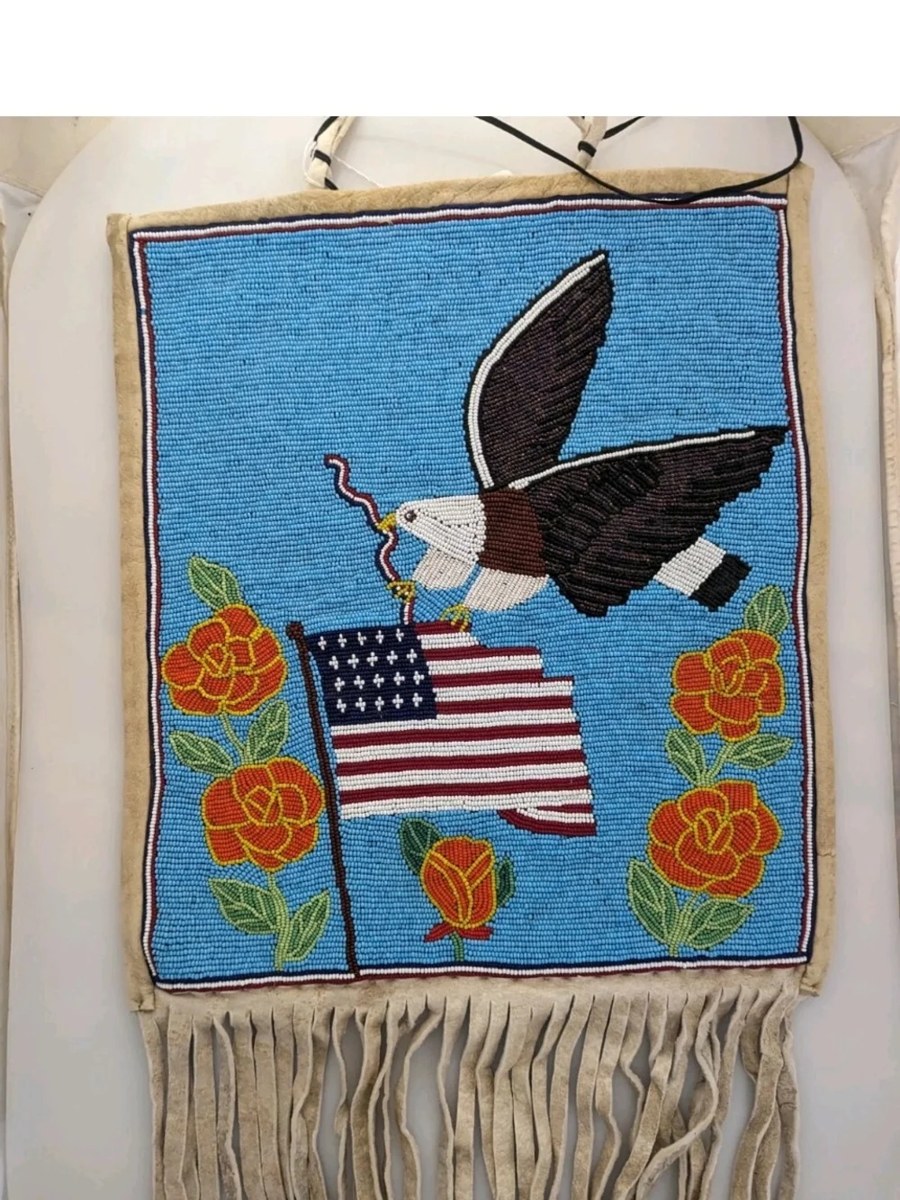 C. 1950 Nez Perce Beaded Eagle Wall Bag- Native American